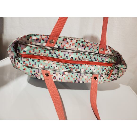 Fossil Keyper EW Shopper Tote Seafoam Blue Coral Multi Large Shoulder Bag 2017 - Picture 6 of 15